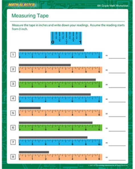 measuring tape  measuring worksheet   graders