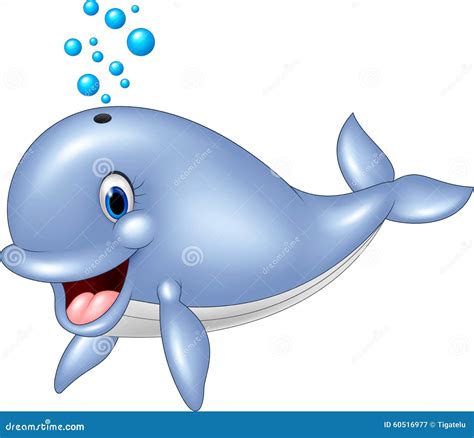 cartoon funny blue whale  white background stock vector
