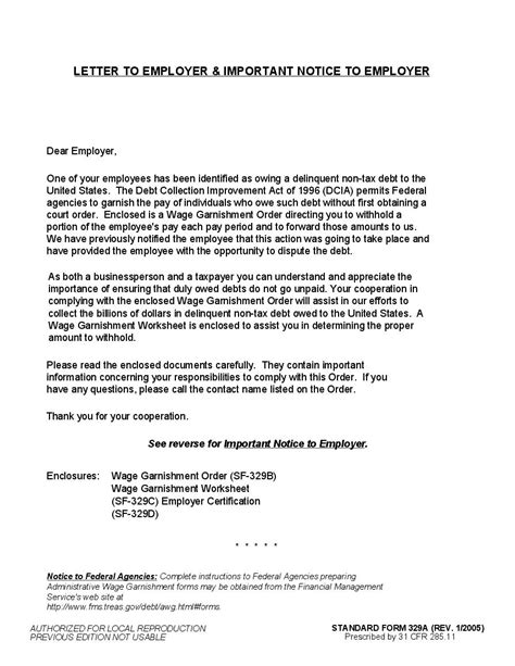 wage garnishment letter  important notice  employer airslate