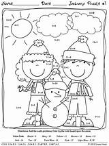 Math Winter Coloring January Addition Printable Printables Color Sheets Worksheets Code Puzzles Pages Wonder Grade Kindergarten Christmas Subtraction Insurance Number sketch template