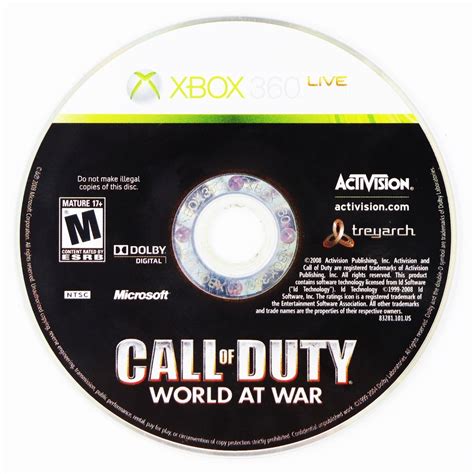 Call Of Duty World At War Game For Xbox 360 2008 Rated M