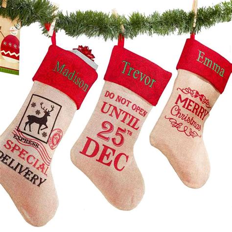 Personalized Classic Burlap Christmas Stocking Dibsies