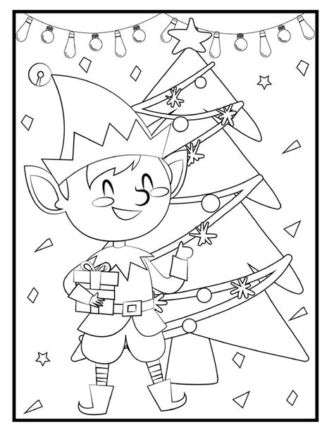 christmas coloring page  elf etsy