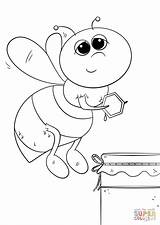 Coloring Abeja Dibujos Animados Bees Miel Abejas sketch template