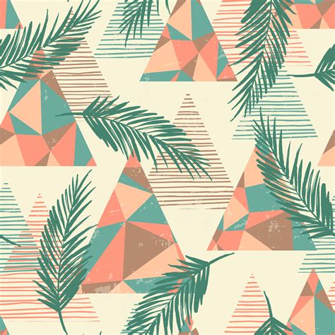 trendy seamless exotic pattern  palm  geometric elements