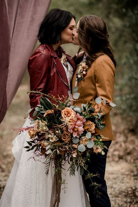Floral Bohemian Forest Wedding Inspiration On A Bridge Two Brides