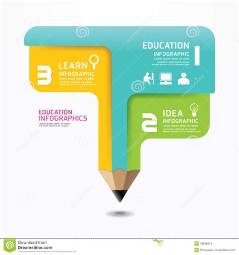 pencil infographic design minimal style template stock