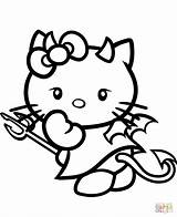 Kitty Hello Coloring Pages Devil Halloween Printable Sheets Colouring Print Color Coloriage Online Supercoloring Style Drawing Categories sketch template