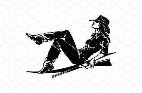 Bang Bang Cowgirl Girl Wild West Illustrations ~ Creative Market