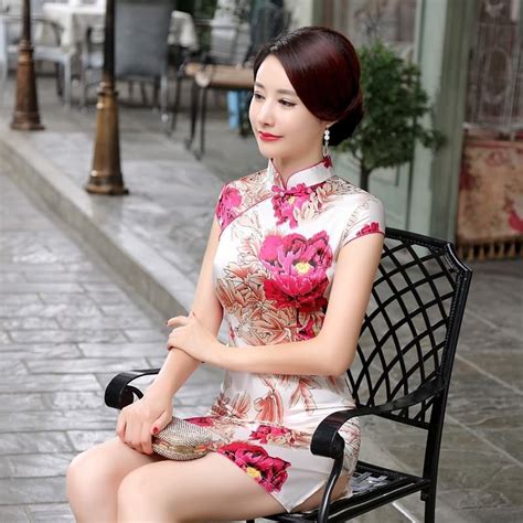 short length satin fabric cheongsam qipao chinese dress lgd64 01