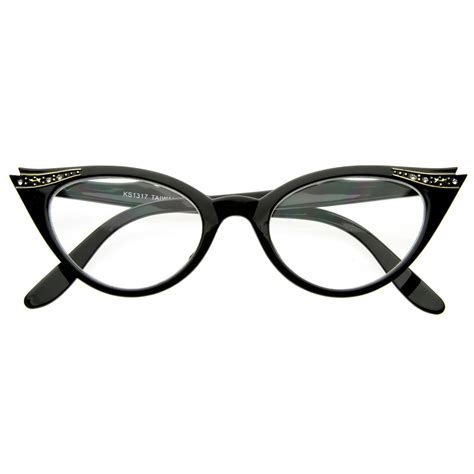 vintage 1950s inspired fashion clear lens cat eye glasses