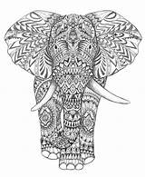 Coloring Pages Elephant Aztec Abstract Adult Animal Elephants Book Adults Drawing Color Tribal Elefant Hand Print Calendar Indian Clipart Difficult sketch template
