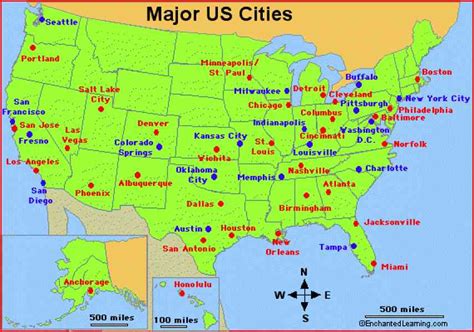 map united states major cities holiday map  holidaymapqcom