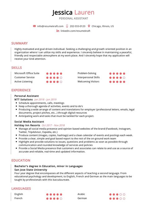 personal assistant resume sample   resumekraft