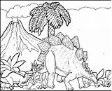Stegosaurus Coloring Pages Kids Volcano Coloringpagesfortoddlers Colouring Fascinating Adults Scenery Dinosaur sketch template