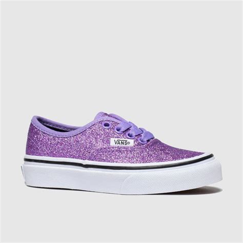 Girls Purple Vans Authentic Glitter Trainers Schuh
