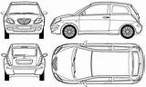 Lancia Ypsilon Blueprints 2003 Hatchback Clipart Car Clipground sketch template