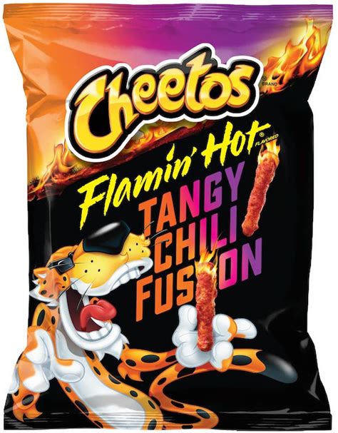 cheetos    crunchy flamin hot tangy chili fusion flavor