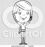 Phone Girl Coloring Cartoon Teenage Adolescent Talking Cell Outlined Clipart Vector Cory Thoman sketch template