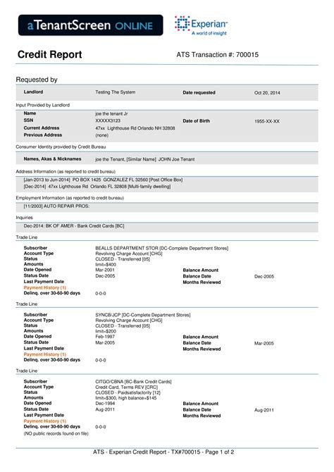 credit report printable form printable templates