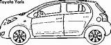 Yaris Toyota Dimensions Car Coloring sketch template
