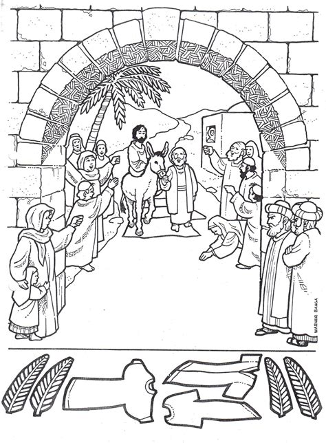 jesus enters jerusalem   palm sunday coloring page  easter