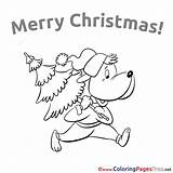 Coloring Hund Merry Weihnachtsbaum Colourings Malvorlage sketch template