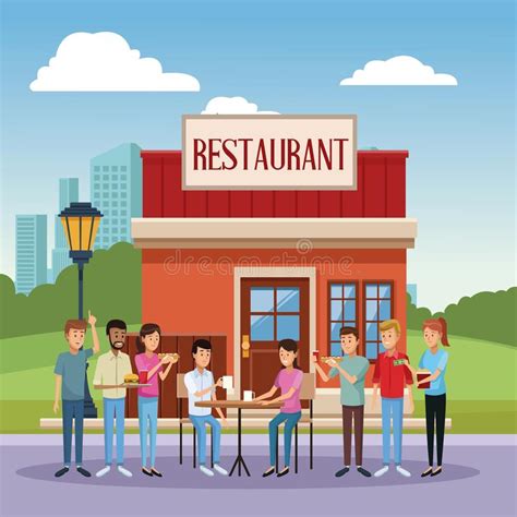 restaurant building scenery stock vector illustration  design