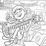 Guitarra Coloriage Joue Guitare Tocando Morningkids Hector Pixar Visitar Dante Ernesto Coloriages sketch template