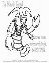 Mardi Gras Coloring Pages Printable Sheets Kids Beads Template Jester Crawfish Adult Lobster Printables Float Activities Crafts Mask Word Party sketch template
