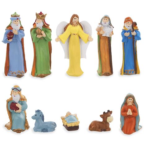set   hand painted miniature nativity scene figurines ebay