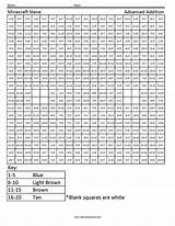 Minecraft Steve Addition Advanced Math Coloring Number Color Worksheets Coloringsquared Worksheet Numbers Squared sketch template