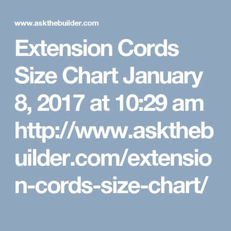 extension cord size chart size chart