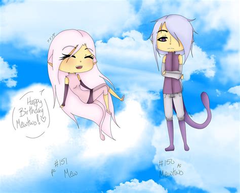 150 and 151 mewtwo and mew happy birthday mewtwo by mizerique on deviantart