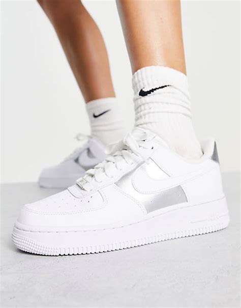 nike air force   sneakers bianche  argento asos