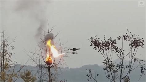 flamethrower drone torches wasp nests  china video abc news