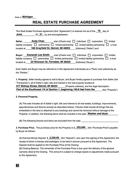 north carolina real estate purchase agreement documents