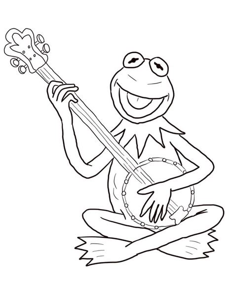 kermit  frog playing banjo coloring page  printable coloring