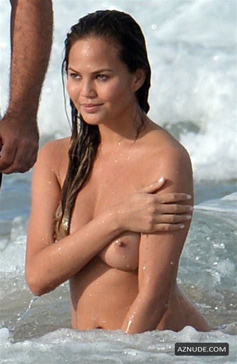 Chrissy Teigen Completely Nude At The Beach Aznude