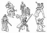 Wars Star Coloring Pages Printable Color Characters Kids War Darth Wan Vader Obi Skywalker sketch template