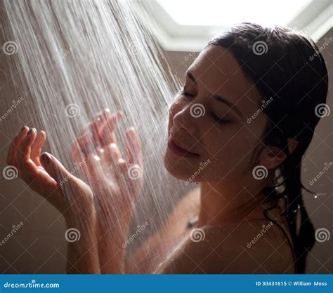 Pretty Woman Enjoying Shower Stock Image Image Of Hair Eyes 30431615