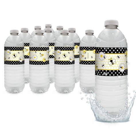 bumble bee water bottle labels set   bee supplies baby shower