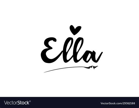 Ella Name Text Word With Love Heart Hand Written Vector Image