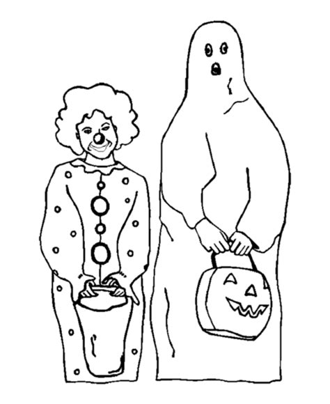 halloween costume coloring page clown  ghost costume