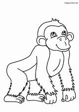 Affe Zootiere Tiere Affen Ausmalbild Ausmalbilder Malvorlage Lachender Gorilla Schimpanse Pinnwand Auswählen Happycolorz sketch template