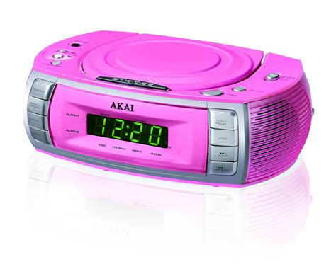 akai arcpk clock radiocd player pink amazoncouk audio hifi