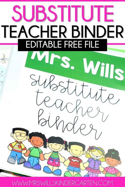 substitute teacher binder printables printable templates