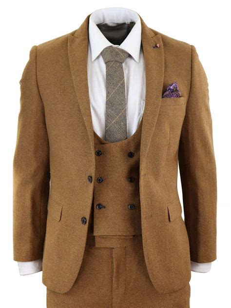 harry brown mens tan brown wool  piece suit buy  happy
