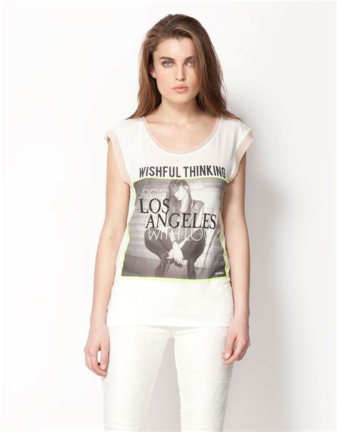 bershka espana camiseta bershka detalle brillantes  shirts  women womens fashion tees