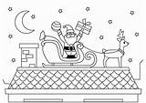 Toit Coloriage Roof Santa Sur Kleurplaat Coloring Dak Kerstman Le Claus Noel Para Op Colorear Dach Weihnachtsmann Tejado Dibujo Dem sketch template